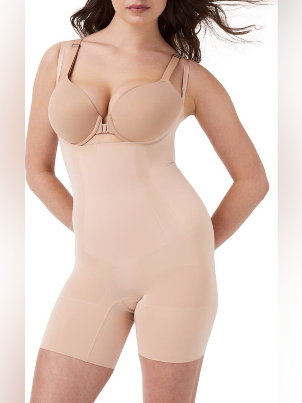 SPANXsculpt OnCore Open-Bust Mid-Thigh Bodysuit Size Large